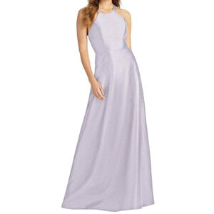 Alfred Sung Moondance Purple Taffeta Strap Back Bridesmaid Gown 6 NEW